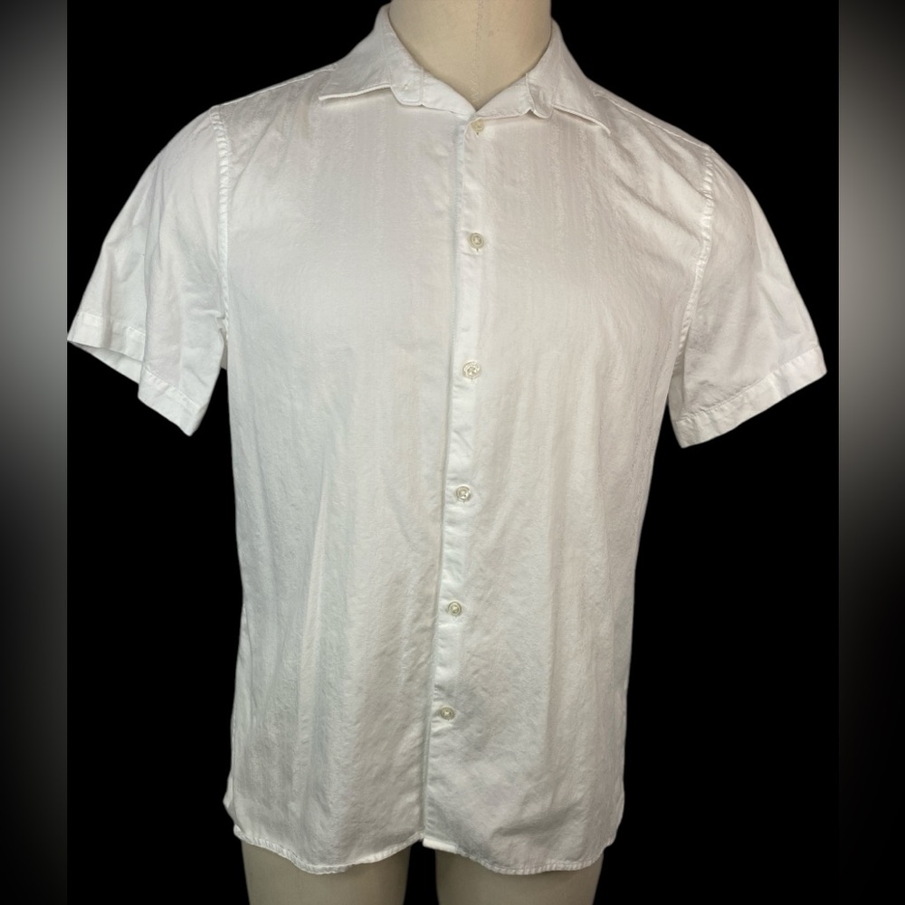 Perry Ellis Short Sleeve Button Up Classic White Men's Shirt Large